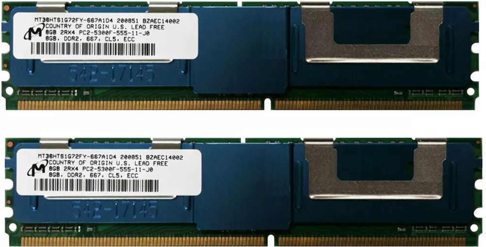 Micron 2x8GB FB-DIMM DDR2 PC2-5300 MT36HTS1G72FY-667A1D4