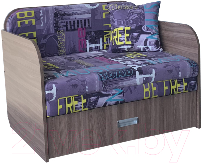 Диван Анмикс Кейт (ЛДСП ясень шимо темный/принт Musik Violet)