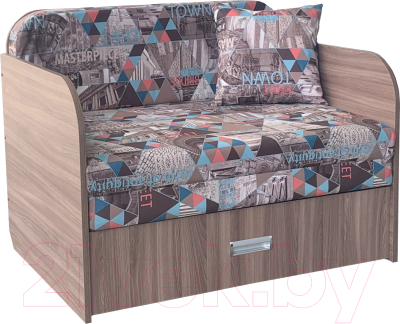 Диван Анмикс Кейт (ЛДСП ясень шимо темный/принт Town-Brown)