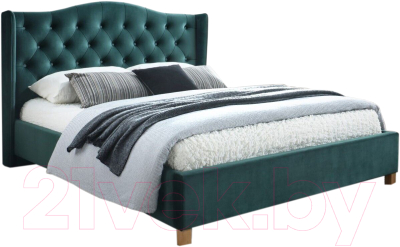 Двуспальная кровать Signal Aspen Velvet 180x200 (Bluvel 78 зеленый/дуб)
