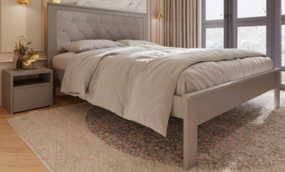 Двуспальная кровать BAMA Георг (160x200, серый/велюр)