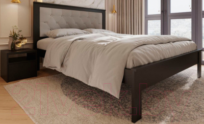 Двуспальная кровать BAMA Георг (160x200, черный/велюр)