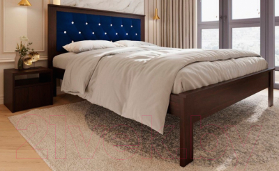Двуспальная кровать BAMA Георг (160x200, венге/велюр+стразы)