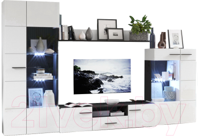 Стенка Империал Невада (морское дерево/белый глянец)