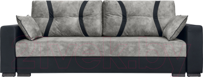 Диван KRONES Цезарь (велюр/экокожа, серый/черный)