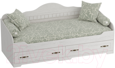 Кровать-тахта Мебельград Прованс с ящиками (бодега белая/патина премиум)