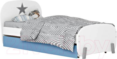 Односпальная кровать Polini Kids Mirum 1915 c ящиком (белый/голубой)