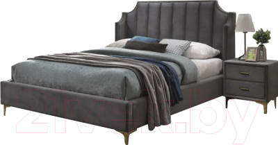 Двуспальная кровать Signal Monako Velvet 160x200 (серый/золото)