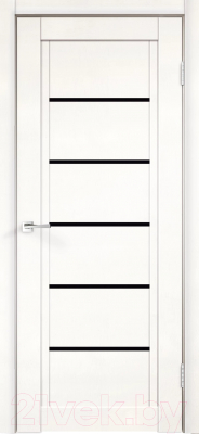 Дверь межкомнатная Velldoris Экошпон Next 1 70x200 (белый эмалит/лакобель черный)