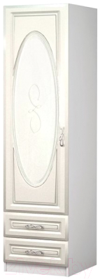 Шкаф-пенал Премиум Жемчужина одностворчатый без зеркала (белый/дуб шервуд)