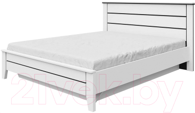 Двуспальная кровать Ижмебель Scandica Wilma 5 1600 с ПМ (белый гладкий шелк)