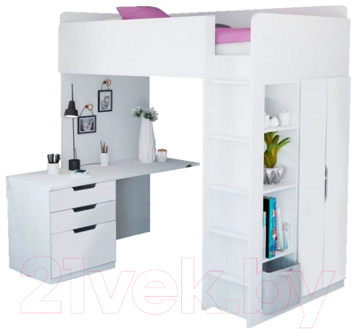 Каркас кровати Polini Kids Simple для кровати-чердака (белый)