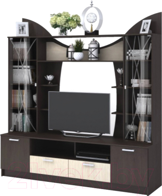 Стенка Стендмебель Ольбия (дуб белфорт/венге)