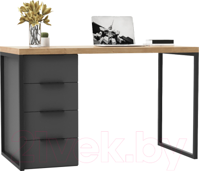 Письменный стол Crafto Кихот Лофт 02 120x60x75 (графит/ дуб)