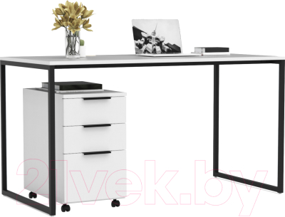 Письменный стол Crafto Фауст Лофт 02 140x70x75 (белый/черный)
