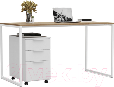 Письменный стол Crafto Фауст Лофт 03 140x70x75 (белый/дуб)