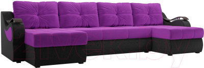 Диван П-образный Mebelico Меркурий / 100330 (вельвет, фиолетовый/черный)