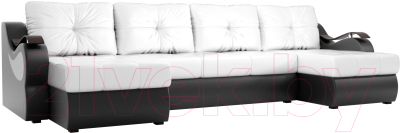 Диван П-образный Mebelico Меркурий / 100340 (экокожа, белый/черный)