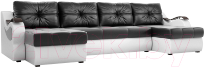 Диван П-образный Mebelico Меркурий / 100342 (экокожа, черный/белый)