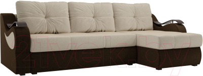 Диван угловой Mebelico Меркурий правый / 100362 (вельвет, бежевый/коричневый)
