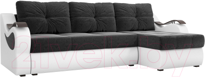 Диван угловой Mebelico Меркурий правый / 100367 (вельвет черный/экокожа белый)