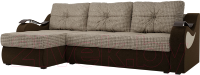 Диван угловой Mebelico Меркурий левый / 100368 (корфу 02/вельвет коричневый)
