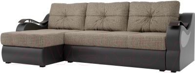 Диван угловой Mebelico Меркурий левый / 100369 (корфу 02/экокожа черный)