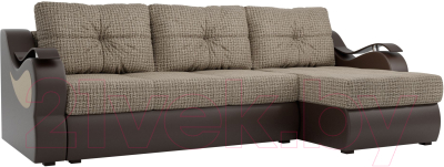 Диван угловой Mebelico Меркурий правый / 100370 (корфу 02/экокожа коричневый)