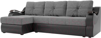 Диван угловой Mebelico Меркурий левый / 100373 (рогожка серый/экокожа черный)