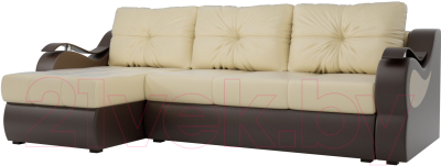 Диван угловой Mebelico Меркурий левый / 100374 (экокожа, бежевый/коричневый)