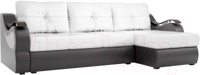 Диван угловой Mebelico Меркурий правый / 100375 (экокожа, белый/черный)