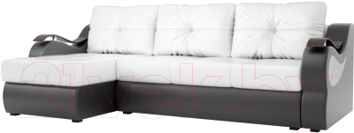 Диван угловой Mebelico Меркурий левый / 100375 (экокожа, белый/черный)