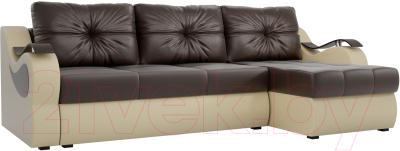 Диван угловой Mebelico Меркурий правый / 100376 (экокожа, коричневый/бежевый)