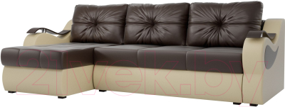 Диван угловой Mebelico Меркурий левый / 100376 (экокожа, коричневый/бежевый)