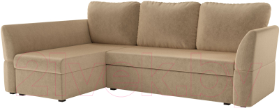 Диван угловой Mebelico Гесен 100 левый / 60058 (микровельвет, бежевый)