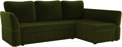 Диван угловой Mebelico Гесен 100 правый / 60059 (микровельвет, зеленый)