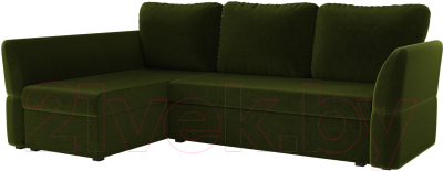 Диван угловой Mebelico Гесен 100 левый / 60059 (микровельвет, зеленый)