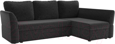 Диван угловой Mebelico Гесен 100 правый / 60061 (микровельвет, черный)