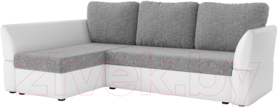 Диван угловой Mebelico Гесен 100 левый / 60066 (рогожка серый/экокожа белый)