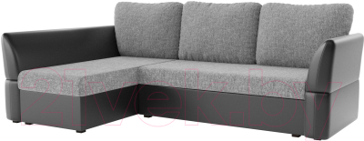 Диван угловой Mebelico Гесен 100 левый / 60067 (рогожка серый/экокожа черный)