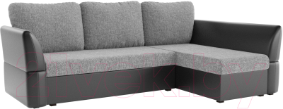 Диван угловой Mebelico Гесен 100 правый / 60067 (рогожка серый/экокожа черный)