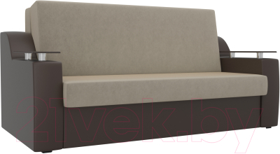 Диван Mebelico Сенатор 215 / 100710 (100, микровельвет бежевый/экокожа коричневый)