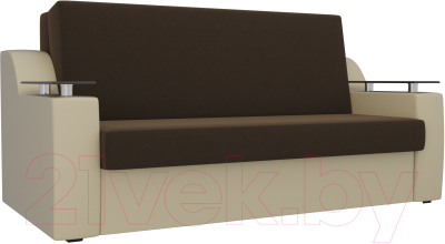 Диван Mebelico Сенатор 215 / 106443 (140, микровельвет коричневый/экокожа бежевый)