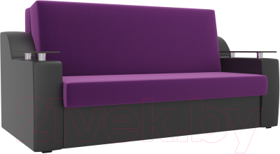 Диван Mebelico Сенатор 215 / 100716 (100, микровельвет фиолетовый/экокожа черный)