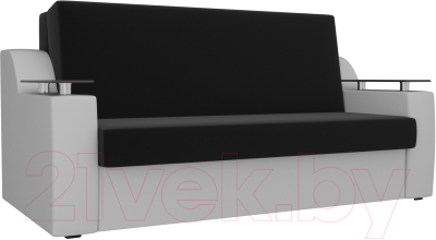 Диван Mebelico Сенатор 215 / 100717 (100, микровельвет черный/экокожа белый)