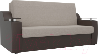 Диван Mebelico Сенатор 215 / 106473 (160, рогожка бежевый/экокожа коричневый)