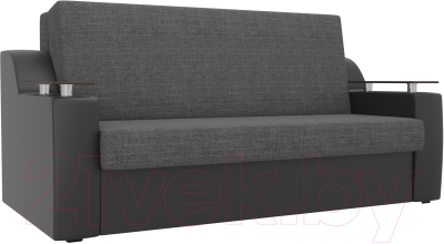 Диван Mebelico Сенатор 215 / 106429 (120, рогожка серый/экокожа черный)