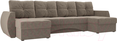 Диван П-образный Mebelico Сатурн / 100978 (велюр, бежевый)