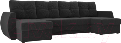 Диван П-образный Mebelico Сатурн / 100982 (велюр, серый)