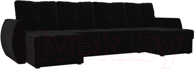 Диван П-образный Mebelico Сатурн / 100984 (велюр, черный)